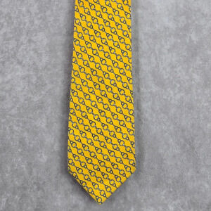 Brooks Brothers Yellow Blue Chain Link Silk Executive Corporate Neck Tie‎ Men's